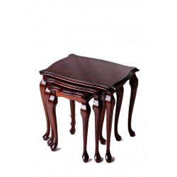 A901 Polished Top Nest of Tables with Queen Anne style legs and inlayed top