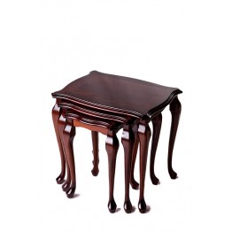 A901 Polished Top Nest of Tables with Queen Anne style legs and inland top
