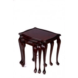 A902 Glass Top Nest of Tables with Queen Anne style legs and inlayed top