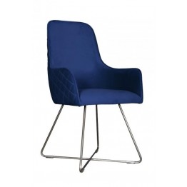 Tambour & Holcot Utah Chair in Plush Marine - Pewter Metal Leg - Get £££s of Love2Shop vouchers when you shop with us. 