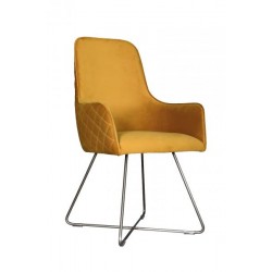 Tambour & Holcot Utah Chair in Plush Mustard - Pewter Metal Leg 