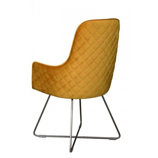 Tambour & Holcot Utah Chair in Plush Mustard - Pewter Metal Leg 