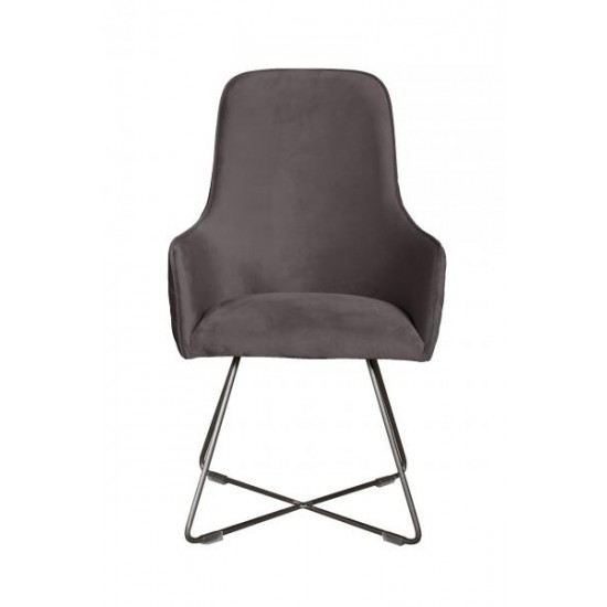 Tambour & Holcot Utah Chair in Plush Steel - Pewter Metal Leg