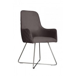 Tambour & Holcot Utah Chair in Plush Steel - Pewter Metal Leg