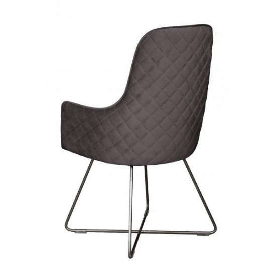 Tambour & Holcot Utah Chair in Plush Steel - Pewter Metal Leg