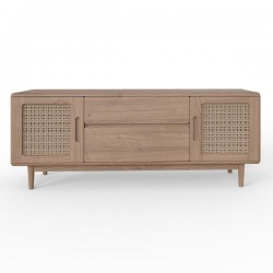 Holcot Low Sideboard with Rattan - Grey Finish 