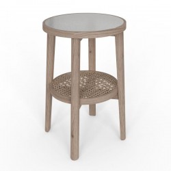 Holcot Side Table with Rattan - Grey Finish 