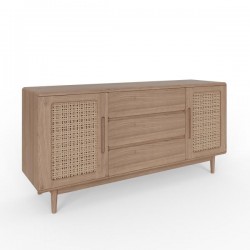 Holcot Sideboard with Rattan - Grey Finish 