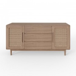 Holcot Sideboard with Rattan - Grey Finish 