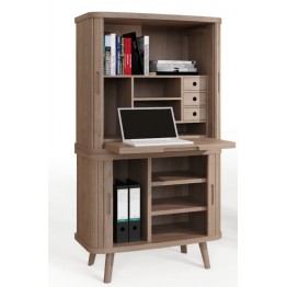 Tambour Grey Cupboard Base Unit with Desk or Drinks top Unit