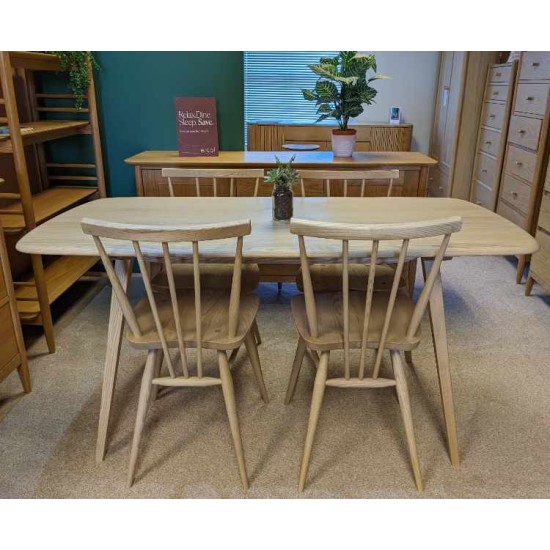  SHOWROOM CLEARANCE ITEM - Ercol Furniture Plank Table with All Purpose Chairs - Models 7382 & 7755