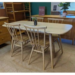  SHOWROOM CLEARANCE ITEM - Ercol Furniture Plank Table with All Purpose Chairs - Models 7382 & 7755