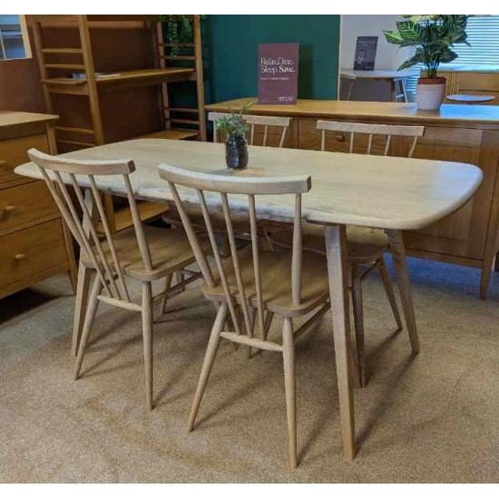  SHOWROOM CLEARANCE ITEM - Ercol Furniture Plank Table with All Purpose Chairs - Models 7382 & 7755