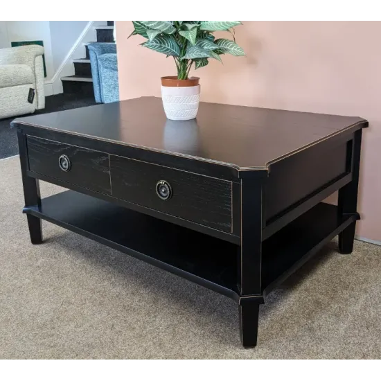  SHOWROOM CLEARANCE ITEM - Laura Ashley Henshaw 2 Drawer Coffee Table in Black