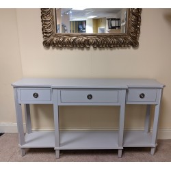  SHOWROOM CLEARANCE ITEM - Laura Ashley Henshaw 3 Drawer Triple Console Table in Pale Steel colour