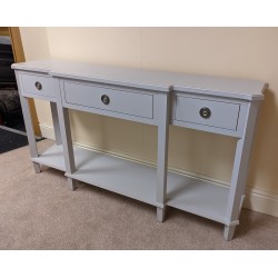  SHOWROOM CLEARANCE ITEM - Laura Ashley Henshaw 3 Drawer Triple Console Table in Pale Steel colour