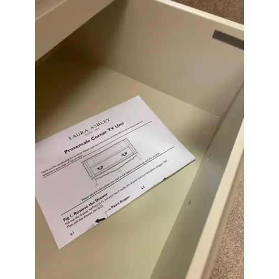  SHOWROOM CLEARANCE ITEM - Laura Ashley Provencale 1 Drawer Corner TV Unit in Dove Grey