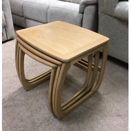  SHOWROOM CLEARANCE ITEM - Nathan Classic Burlington Nest of Tables - Oak Finish - 5635 - ONLY ONE LEFT