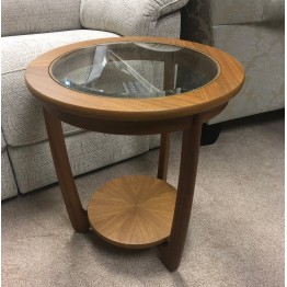  SHOWROOM CLEARANCE ITEM - Nathan Furniture 5814 Teak Lamp Table with Glass Top - ONLY ONE LEFT !!