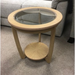  SHOWROOM CLEARANCE ITEM - Nathan Furniture 5815 Oak Lamp Table with Glass Top - ONLY ONE LEFT !!