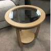  SHOWROOM CLEARANCE ITEM - Nathan Furniture 5815 Oak Lamp Table with Glass Top - ONLY ONE LEFT !!
