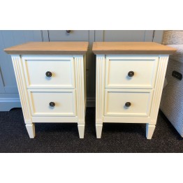  SHOWROOM CLEARANCE ITEM - Pair of Bedside Chests - Calico Painted with Oak Tops 