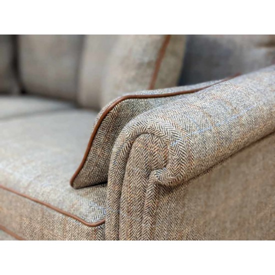  SHOWROOM CLEARANCE ITEM - Old Charm Wood Bros Weybourne Medium Sofa and Chair - Harris Tweed Herringbone Moss