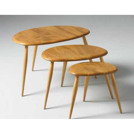 Ercol Furniture 7354G nest of tables - Ercol pebble nest 