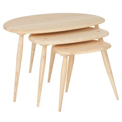 Ercol Furniture 7354G nest of tables - Ercol pebble nest  - FREE LOVE TO SHOP VOUCHERS FOR ALL ORDERS PLACED THIS MONTH. 