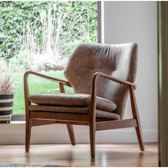 Gallery Direct Jensen Accent Chair in Brown Leather