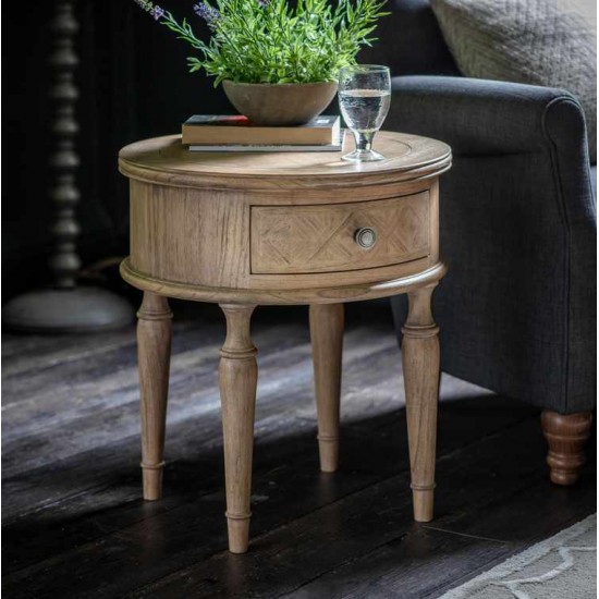 Gallery Direct Mustique Round Side Table with Drawer