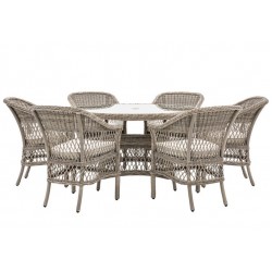 Gallery Direct Menton Round Dining Set with 6 Chairs. 