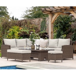 Bordeaux Corner Sofa Set with Table - Natural Brown - 2 x 3 Seater Sofas