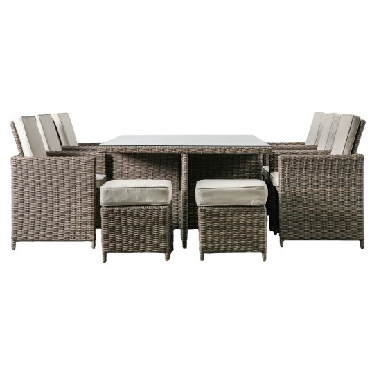 Bordeaux Cube 10 Seater Dining Set - Natural Brown