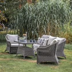 Bordeaux Sofa & Chairs Dining Set - Natural Brown