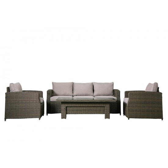Cannes Sofa Set with 2 Chairs & Table - Grey