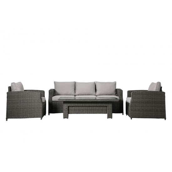 Cannes Sofa Set with 2 Chairs & Table - Natural Brown