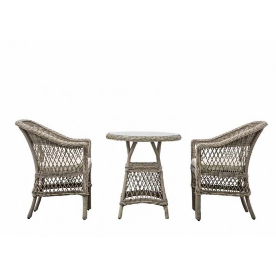 Lille Bistro Set Table & 2 Chairs - Grey