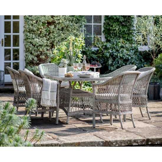 Lille Oval Table & 6 Chairs - Stone Grey