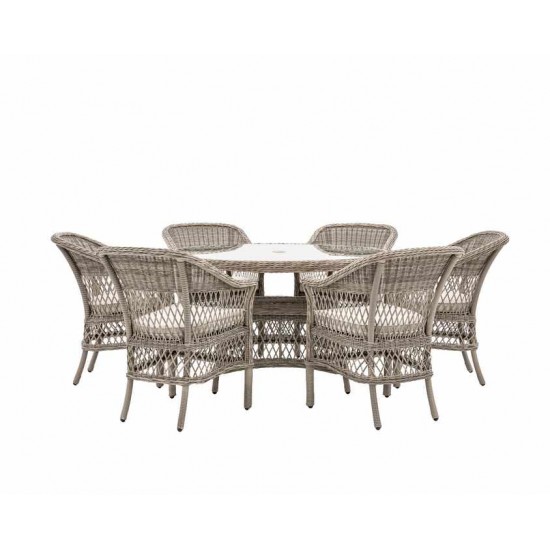 Lille Round Table & 6 Chairs - Grey