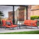 Limoges Sofa with 2 Chairs & Coffee Table Set - Orange Cushions 