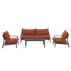 Limoges Sofa with 2 Chairs & Coffee Table Set - Orange Cushions 