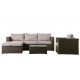 Rennes Chaise Sofa Set with Chair & Table - Natural Brown