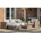Rennes Chaise Sofa Set with Chair & Table - Natural Brown