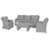 Heritage 3 Seater Sofa & 2 Armchairs With Rising Table - HP535