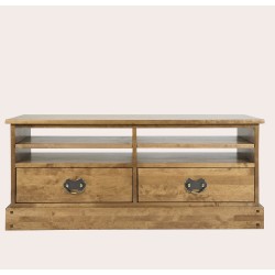 Garrat 2 Drawer TV Unit - WAREHOUSE CLEARANCE ITEM IN HONEY FINISH - LIMITED AVAILABILITY