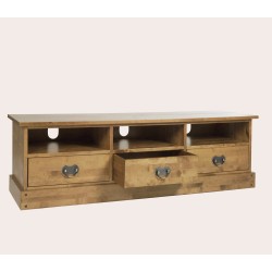 Garrat 3 Drawer TV Unit - WAREHOUSE CLEARANCE ITEM IN HONEY FINISH - LIMITED AVAILABILITY