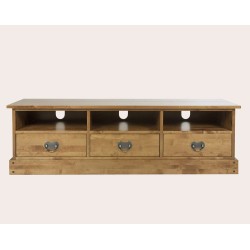 Garrat 3 Drawer TV Unit - WAREHOUSE CLEARANCE ITEM IN HONEY FINISH - LIMITED AVAILABILITY