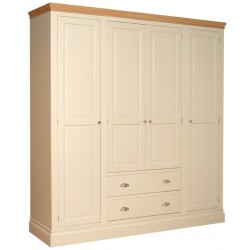 Lundy Quad Wardrobe With 2 Drawers (Split Version between drawers and section directly above it)