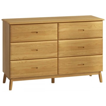 Oslo Classic Oak Bedroom 6 Drawer Wide Chest 
